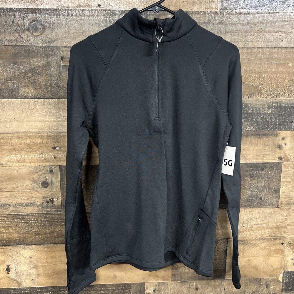 DSG Womens Size S Black Run Grid 1/4 Zip Fleece Long Sleeve Pullover Top SKU